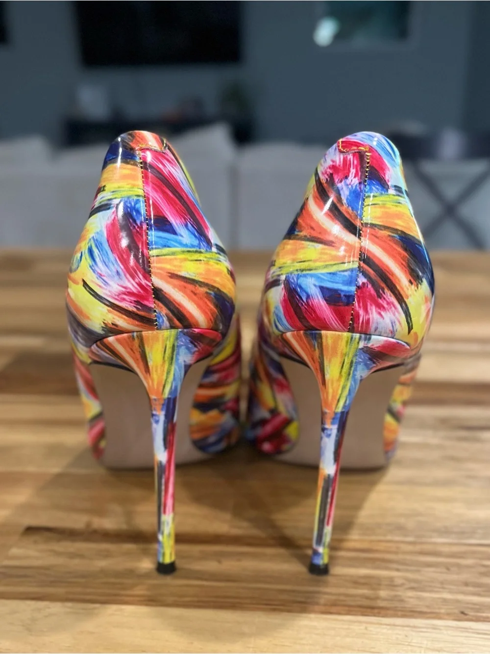 Steve Madden Multicolor Brushstroke Pointed Toe Stiletto Pumps Size 10M